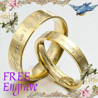 Gold YOURWORD Elvish Engrave Wedding Engagement Bands Titanium Ring