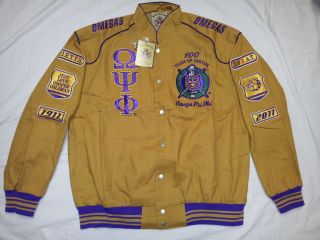 New Omega Psi Phi Gold & Purple Heavy Snap Up Omega Jacket Big Boy