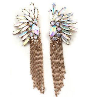 Antique Color Rhinestone Bronze Chain Tassel Earrings Womens Fashion