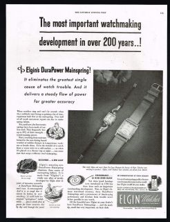 1947 Elgin Watch Durapower Mainspring Vintage Print Ad