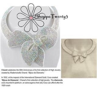 Tennis Necklace Bow Collar Designer Inspired AB Crystal Bridal Wedding