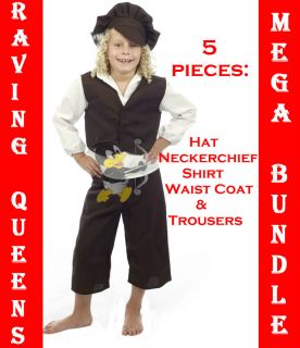 Victorian Urchin boy girl 5 piece Costume ALL AGE SIZES