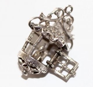 Opens XL Carriage Lamp Heart Detail Vintage Sterling Silver Bracelet