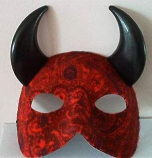 red devil mask demon black horns satan men women halloween costume