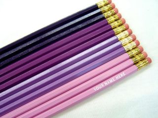 24 Hexagon Shades of Purple Personalized Pencils