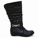 NEW Childrens girls winter fashion trendy boots in black gold pewter