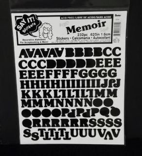 Darice Memoir Alphabet Stickers   Large   1.6 cm   232 Pcs   Black