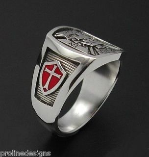 Knights Templar Cross Ring #017R Sterling Silver Oxidized