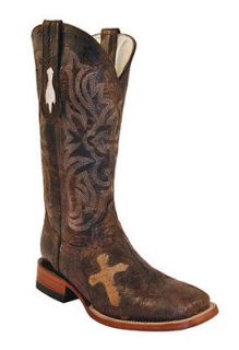 Ferrini Ladies Brown Cowhide Cross Vamp Boots S Toe 81093 39