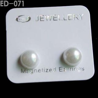 12 Pairs white 8mm Plastics pearl MAGNETIC Stud Earring