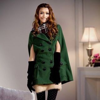 New Noble Fashion Gossip Girl Double Breasted Wool Blend Cape Shawl