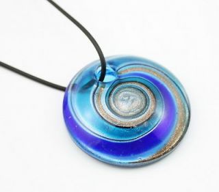 Fashion lampwork murano glass blue lollipop shaped pendant necklace