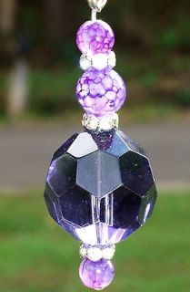 LIGHT LAMP CEILING FAN PULL ROUND FACETED GLASS PURPLE DRAGONS VEIN W
