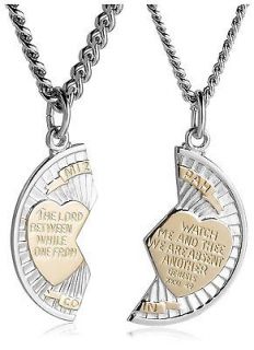 Sterling Silver and Stainless Steel Mizpah Medal Necklace, 20 and 24