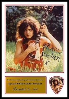 Marc Bolan T Rex Signed Guitar Pick Display Autograph