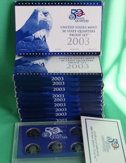 2003 Bulk Lot of 10 United States Mint TEN 5 Coin Proof State Quarter