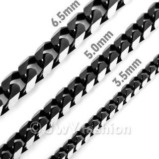 5mm 6.5mm 10 40 Mens Black Stainless Steel Necklace Twist Chain