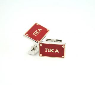 Pi Kappa Alpha Silver cuff links with official colors PIKE
