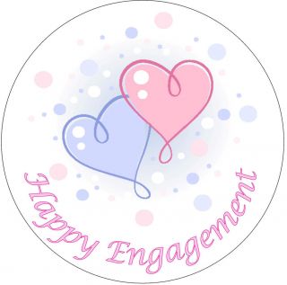 24 X HAPPY ENGAGEMENT HEARTS   EDIBLE CUP CAKE TOPPERS RICE PAPER W11