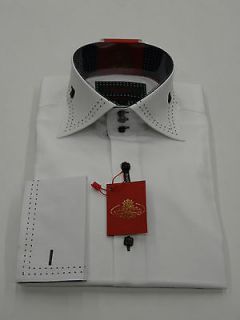 100% Egyptian Cotton White High Collar Dress shirt by Axxess XL ,New