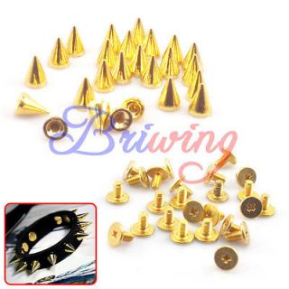 Metal Cone Spikes Studs Punk Clothes Leather Craft Bag Shoes DIY Gold