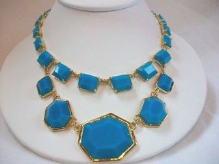 Kate Spade Mulholland Turquoise Gold Bib Short Necklace NWT