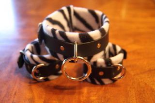 10 pc leather set wrist ankle collar  bed restraint soft zebra print