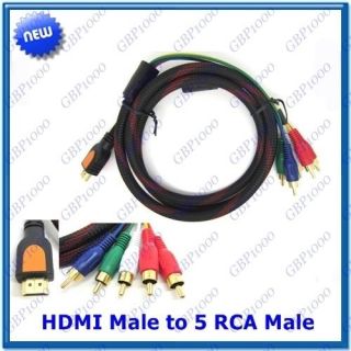 5FT 1.5M HDMI to 5 RCA 5RCA AV Audio Video M/M Component Adapter Cable
