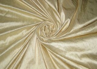 Light Cream Beige 100% Dupioni Silk Fabric 44 Wholesale Lot Bolt Roll