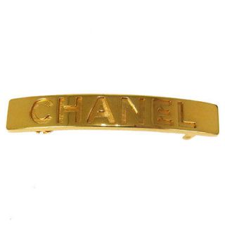 Authentic CHANEL Vintage CC Logos Gold Tone Hair Barrette Accessories