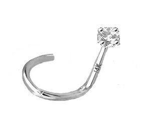 14K Solid White Gold Nose Screw Ring 1.5mm Real Diamond