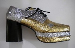 Silver Gold Black Glitter Pimp 70s Disco Rock Star KISS Costume Mens