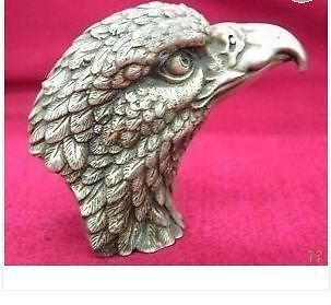 Tibet brass silver plate eagle head hawk Statue Carving Figures
