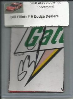 Bill Elliott Signed Nascar Race Used Sheetmetal Piece