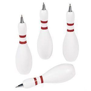 NEW Lot Of 12 Wooden Bowling Pin Shaped Ink Pens   Alley Gifts