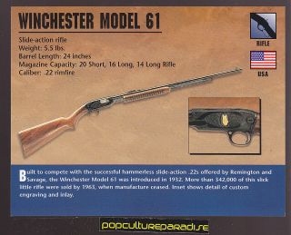 WINCHESTER MODEL 61 RIFLE .22 Atlas Classic Firearms Gun CARD