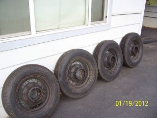 Ford Spoke Rims Hot Rod with tires 600 by 16 inch Model A early V8 5