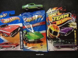 Hot Wheels 2012 73 Ford Falcon XB  Purple, Green (Mystery), Red