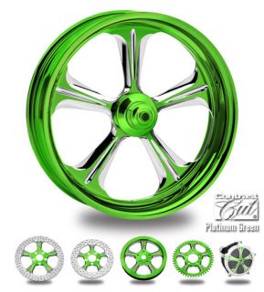 Custom Color Rims 21 Wheel Package for Harley Green Platinum