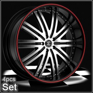22 Wheels Rims 300C Magnum Charger Challenger Camaro Red Ring