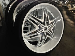 30 INCH DIABLO ELITE WHITE RIMS AND TIRES HUMMER H2 & SUT CHEVY 2500