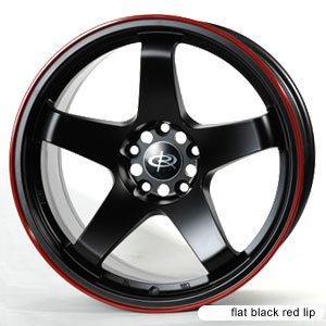 17 Rota P45 Black Red Lip Rims Wheels evo8 EVO9 EVO 8 9