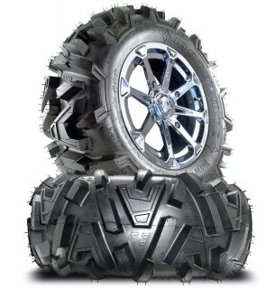 MSA M12 Diesel Chrome 14 ATV Wheels on 26 Motomtc Tires Can Am