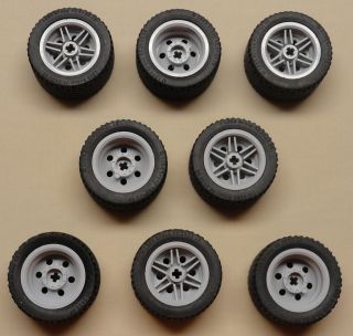 X8 New Lego Technic Wheels Tires Rims 43 2 x 22 ZR Light Bluish Gray