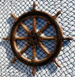 Large Rustic Nautical Antique Wood Brass Ships Wheel 40