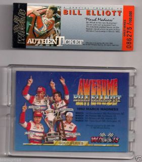 1992 March Bill Elliott Gold Wheels Card Ticket