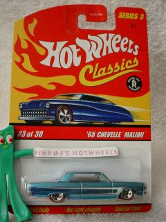 Hot Wheels S3 Classics 3 65 Chevelle Malibu★ice Blue★