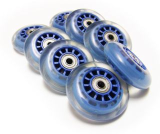 Blue 76mm 78A Inline Skate Wheels with ABEC 9 Bearings