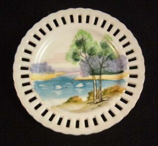 Occupied Japan Small Plate 5 Slotted Rim Hand Painted