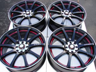 4x114 3 Black Red 4 Lug Wheels Civic Scion XB Lancer Yaris Cooper Rims